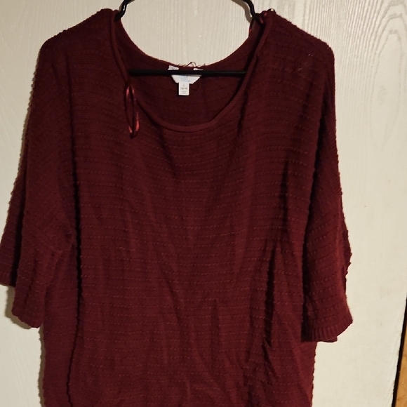 Time and Tru Women's Burgundy Crew Neck Sweater - Picture 1 of 2